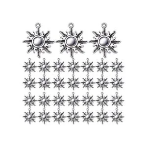50pcs de plata antigua celestial sol encanto aleación sol_1