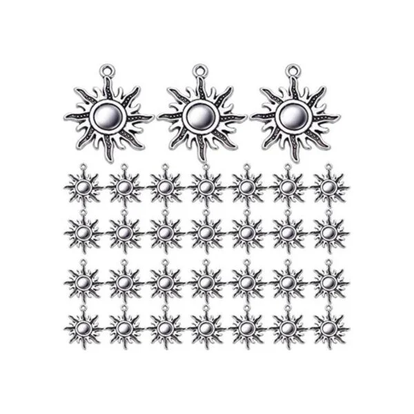 50pcs de plata antigua celestial sol encanto aleación sol_1