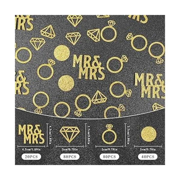 220 piezas de confeti dorado para mesa de boda Mr and Mrs_2