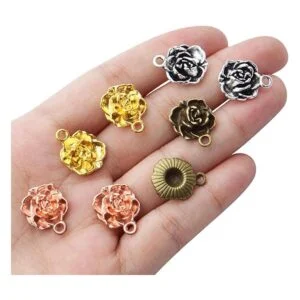 60 colgantes de rosas de aleación tibetana con diseño de_7