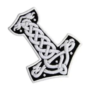 Parche bordado con diseño de martillo de Thor en Norse_6