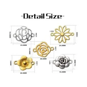 50pcs Conector de flores Encantos Conector de aleación_3