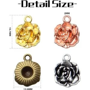 60 colgantes de rosas de aleación tibetana con diseño de_3