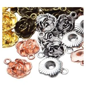 60 colgantes de rosas de aleación tibetana con diseño de_4