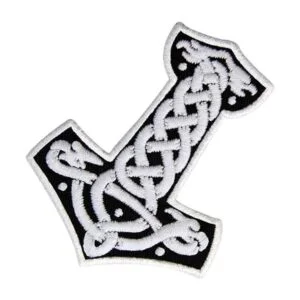 Parche bordado con diseño de martillo de Thor en Norse_5