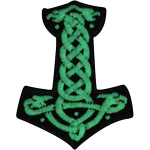 Parche bordado con diseño de martillo de Thor en Norse_1