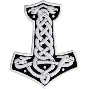 Parche bordado con diseño de martillo de Thor en Norse_2