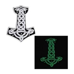 Parche bordado con diseño de martillo de Thor en Norse_3