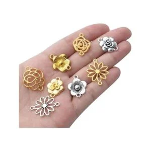 50pcs Conector de flores Encantos Conector de aleación_7
