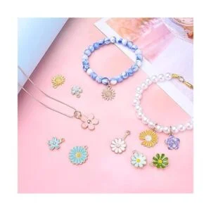 60 colgantes de flores esmaltadas mezcladas de aleación de_5