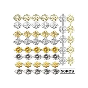 50pcs Conector de flores Encantos Conector de aleación_2