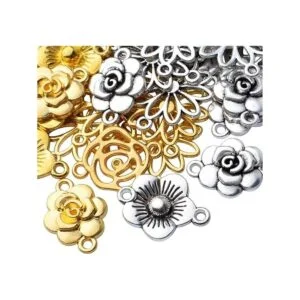 50pcs Conector de flores Encantos Conector de aleación_4