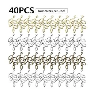 40 colgantes de hojas de abalorios tibetanos de aleación_2