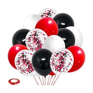 coxylaco Globos de látex de confeti negro y rojo paquete_1