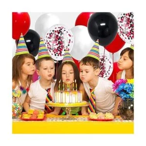 coxylaco Globos de látex de confeti negro y rojo paquete_5