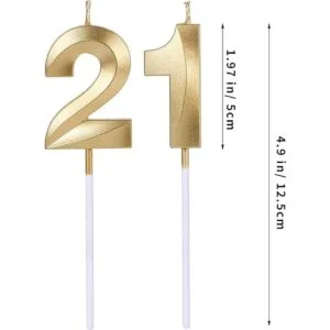 Velas doradas de cumpleaños 21 y 12 para pasteles número_2