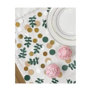 Greenery Confeti de eucalipto dorado para baby shower_6