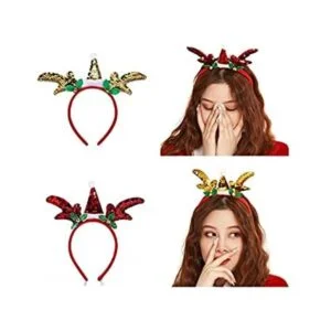 Jovono Diademas de Navidad para la cabeza de reno con_1