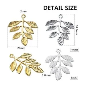 50pcs hoja encanto colgantes aleación árbol hojas encantos_3