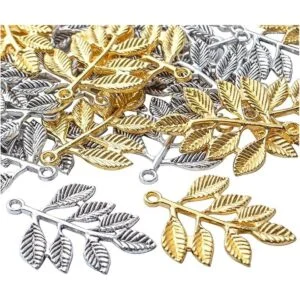 50pcs hoja encanto colgantes aleación árbol hojas encantos_4
