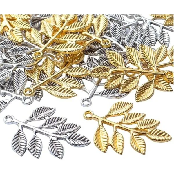 50pcs hoja encanto colgantes aleación árbol hojas encantos_4