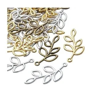 40 colgantes de hojas de abalorios tibetanos de aleación_4
