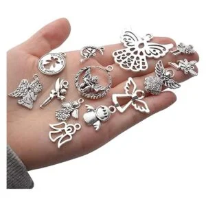 39 colgantes de plata antigua de ángel de hadas de_7