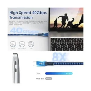 Cable para Thunderbolt 4 de 1.6 pies cable USB C trenzado_2