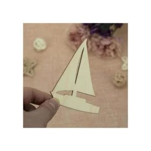Creaides Adornos de madera en blanco con forma de barco_4