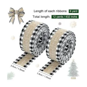 2 rollos de cinta de arpillera de Navidad con borde de_2