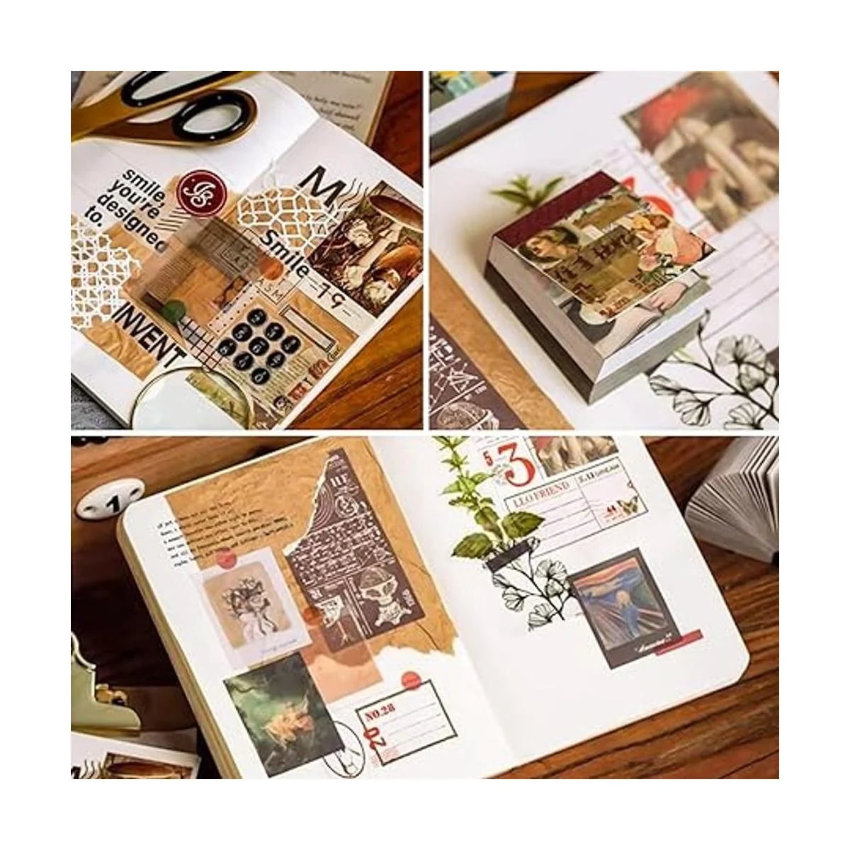 HOMICO 400 piezas de diario de basura material vintage_3