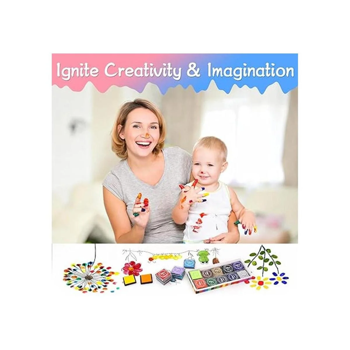 Fstaor Almohadillas de tinta lavables de 20 colores para_6