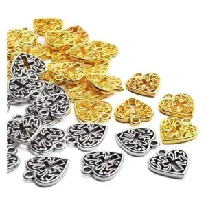 50pcs 0.630 in aleación corazón cruz encantos hueco_3