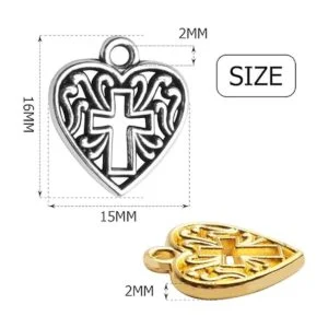 50pcs 0.630 in aleación corazón cruz encantos hueco_4