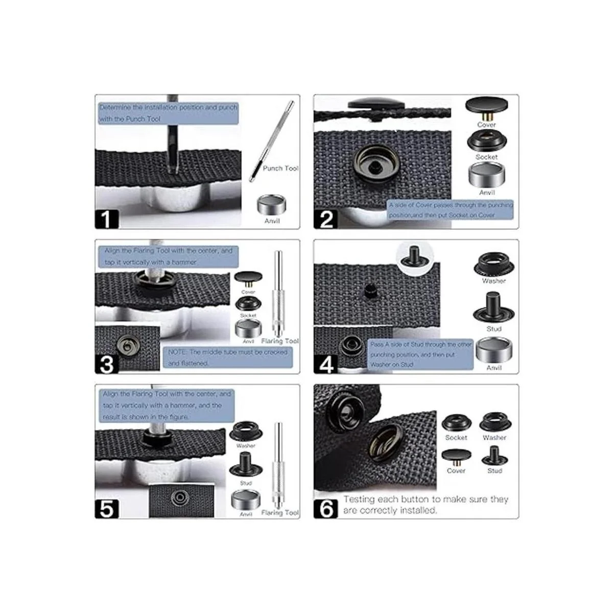 Kit de 72 piezas 18 juegos de cierre a presión_4