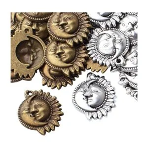 50pcs Sol y Luna Charms Colgantes Aleación Sol Sonrisa_4