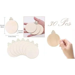30 discos redondos de madera con agujeros 30 cordeles_5