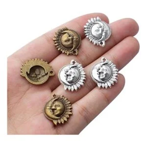 50pcs Sol y Luna Charms Colgantes Aleación Sol Sonrisa_7