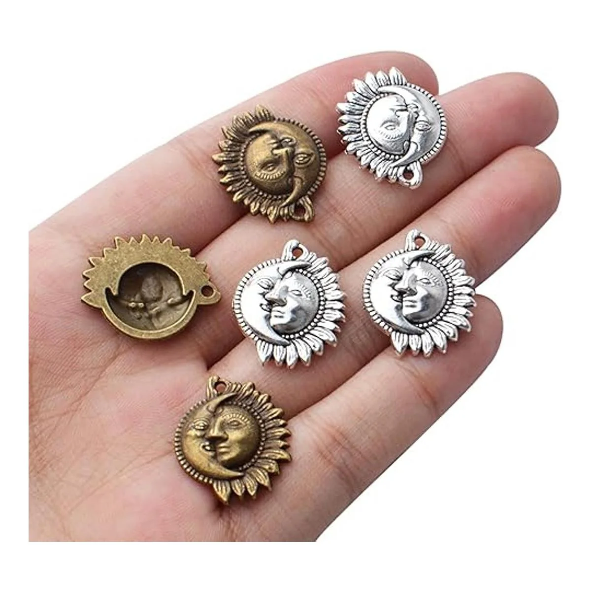 50pcs Sol y Luna Charms Colgantes Aleación Sol Sonrisa_7