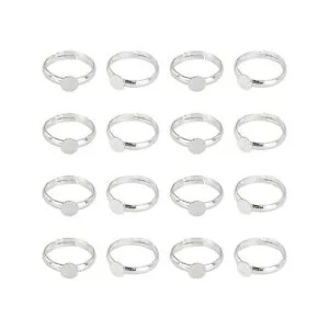 PandaHall 40 anillos ajustables en blanco anillos de_1
