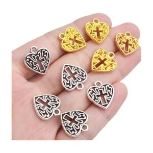 50pcs 0.630 in aleación corazón cruz encantos hueco_7