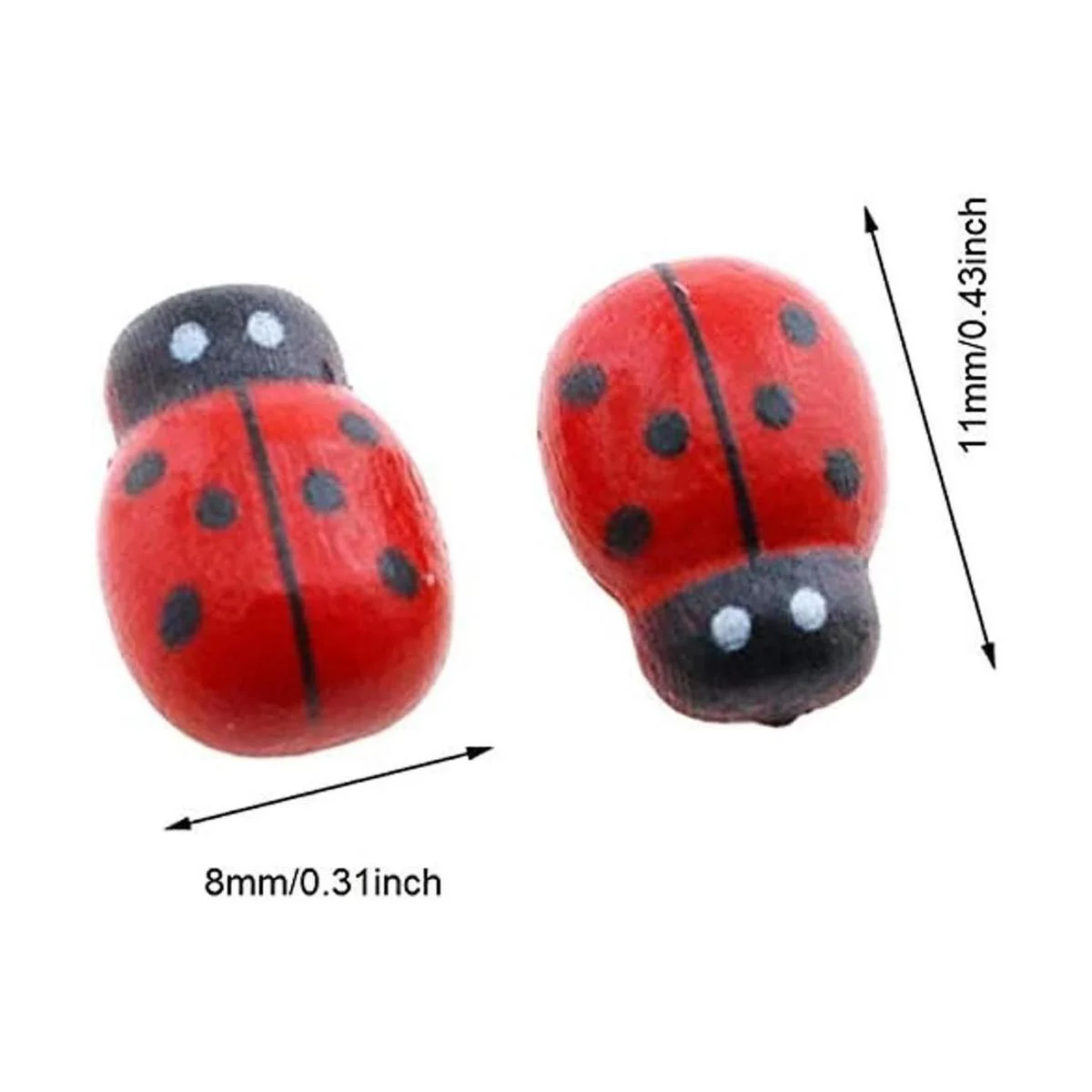 KDDOM 100 piezas de mariquita de madera autoadhesivos para_2