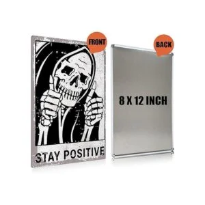 Letrero vintage con diseño de calavera Stay Positive de_4