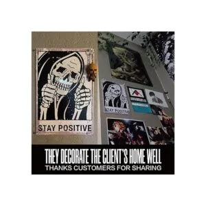 Letrero vintage con diseño de calavera Stay Positive de_3