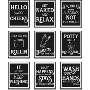 9 piezas de arte de pared de baño divertido letrero_1