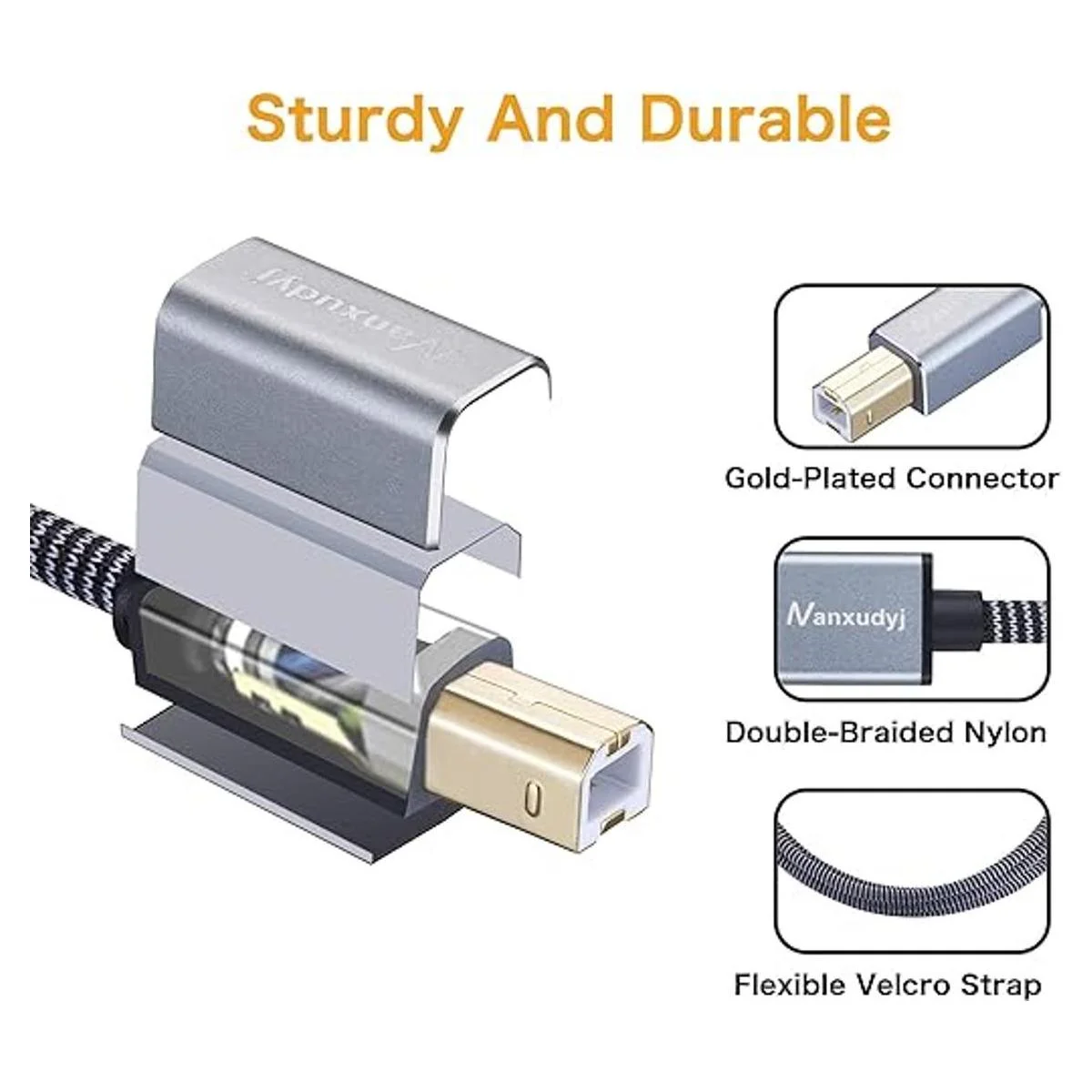 Nanxudyj Cable de impresora USB 2.0 tipo A macho a B macho_5