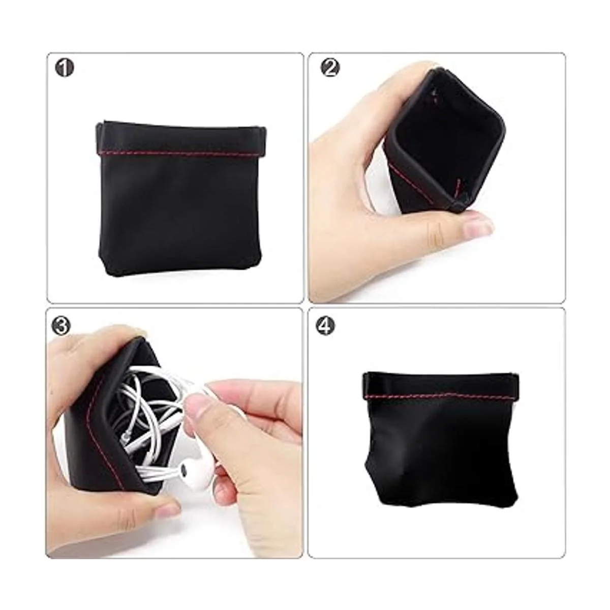 Honbay 4 bolsas de piel sintética para auriculares con_5