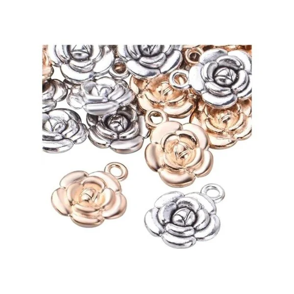Colgante de rosas 60 piezas de aleación de flores de_4