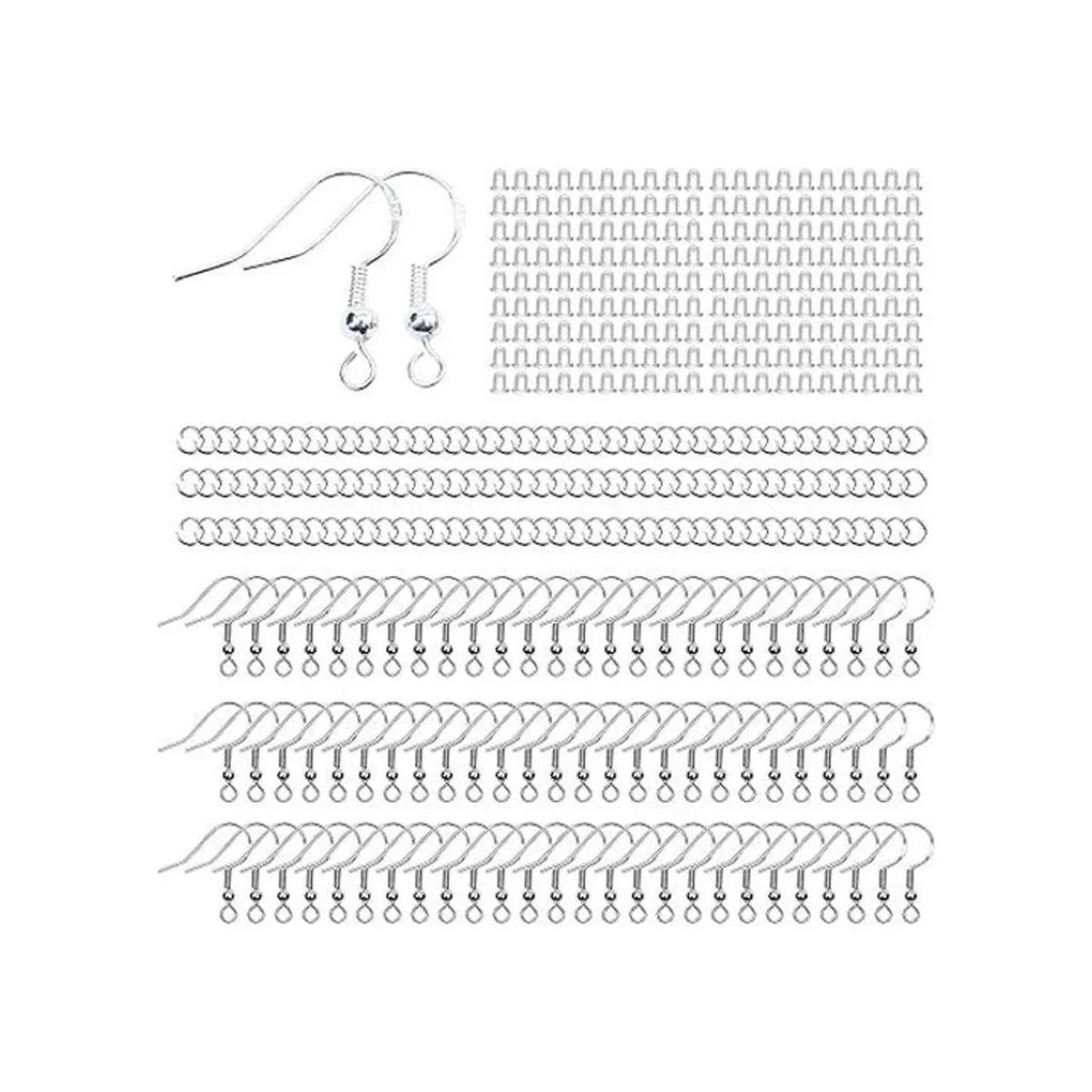 Yuronam Juego de 360 ganchos para pendientes de plata de_1