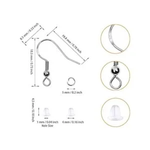 Yuronam Juego de 360 ganchos para pendientes de plata de_2